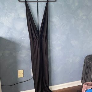 Black low cut open back dress
